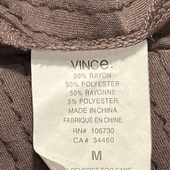 Vince Tunic Top Womens Medium Taupe Metallic Silver Sequins Short Sleeve Draped - Picture 9 of 11